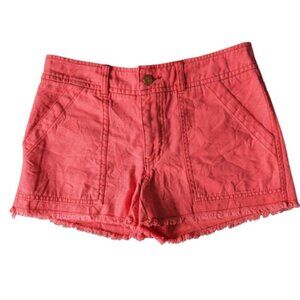 Free People Orange / Coral Cargo Shorts with Raw Hem